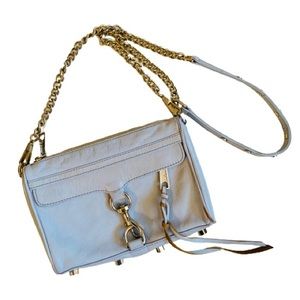 Rebecca Minkoff Mini MAC Leather Crossbody Purse - Light Blue